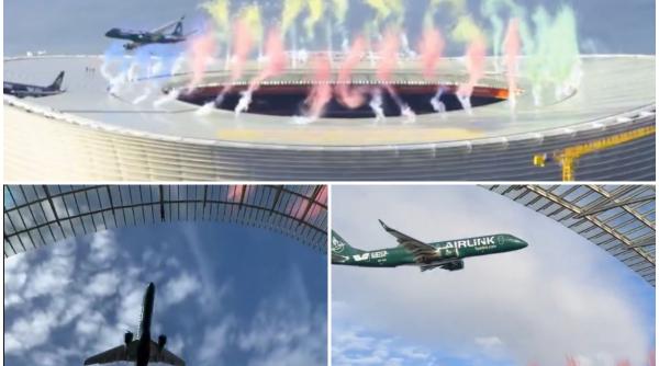 imagini senzationale cu doua avioane airlink care trec razant peste stadionul din cape town inainte de meciul springboks