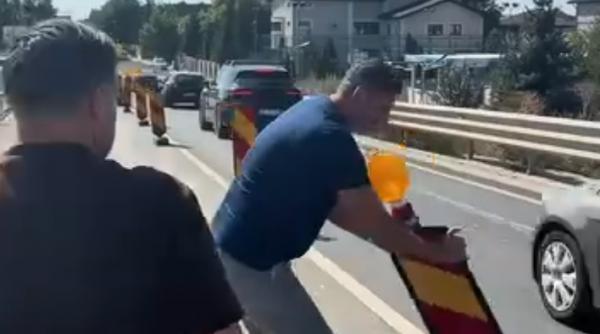 primarul din berceni a iesit in strada si a mutat balizele din drum lucrarile la pasajul peste a0 oprite lucrare executata gresit