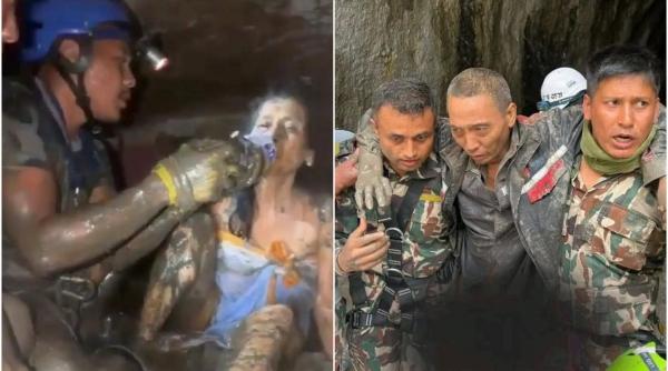 miracole in nepal la 10 zile de la viitura o femeie a fost scoasa in viata dintr o casa si un chinez a fost salvat dintr un tunel