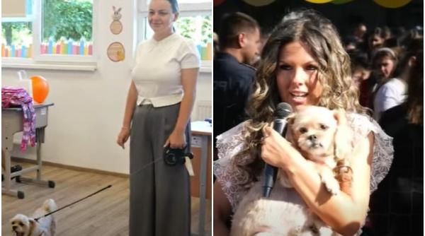 Un cățel salvat a participat la festivitatea de început de an școlar, într-o școală din județul Ilfov