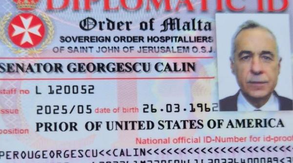procurorii au gasit in vila lui georgescu o legitimatie falsa cu ordinul cavalerilor de malta pe numele lui