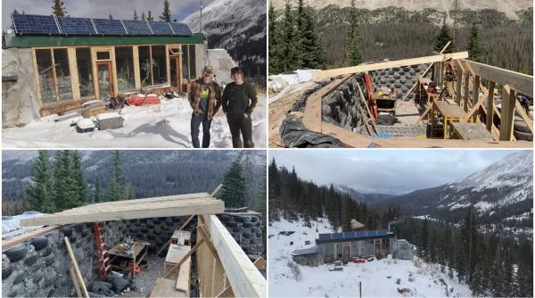 un cuplu si a construit casa cu 700 de anvelope vechi sticle si lemn iarna este acoperita cu zapada dar in interior sunt 27 de grade