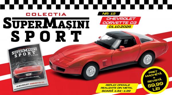 colectia supermasini sport se intoarce in lumea clasicelor cu chevrolet corvette c3 macheta metalica si revista la chioscuri