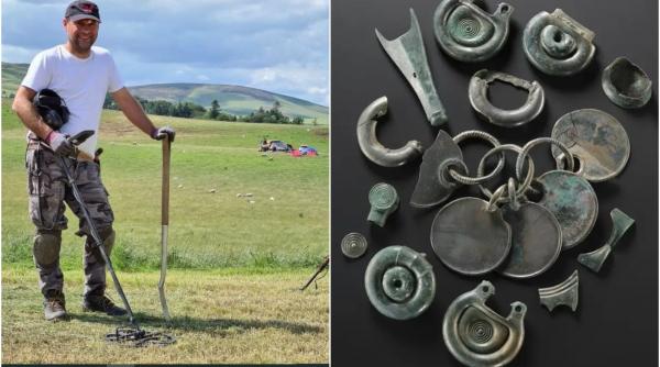 un barbat cu un detector de metale a fost atat de norocos incat a descoperit doua tezaure vechi de 3 000 de ani