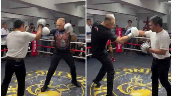 imagini inedite cu presedintele poloniei karol nawrocki s a antrenat in ring cu legenda boxului manny pacquiao