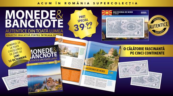 Macedonia de Nord este următoarea țară prezentată în Colecția „Monede și Bancnote autentice din toată lumea”. De luni, la chioșcuri!