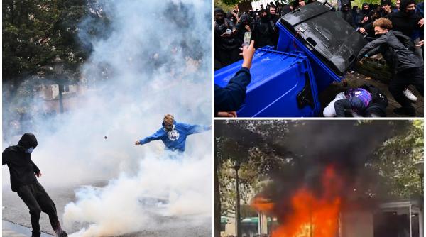 violente la bruxelles in timpul protestelor sindicatelor politia a intervenit cu gaze lacrimogene si tunuri cu apa