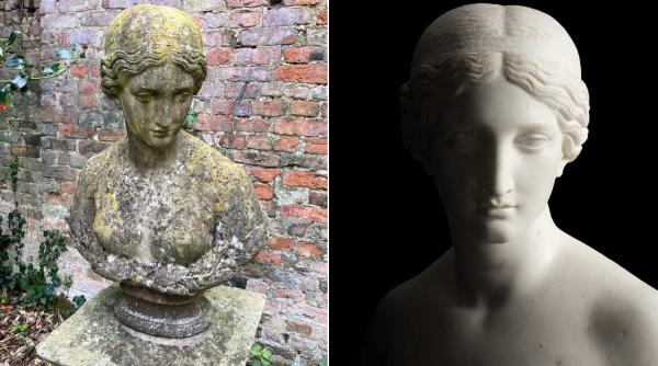 a fost confundata cu un ornament de gradina timp de 70 de ani dar s a dovedit a fi o sculptura rara de marmura din 1854