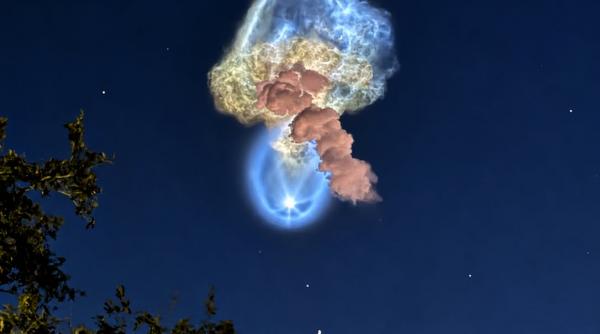 imagini spectaculoase pe cerul noptii cu meduza spatiala nasa explica fenomenul aparut dupa lansarea unei rachete falcon 9