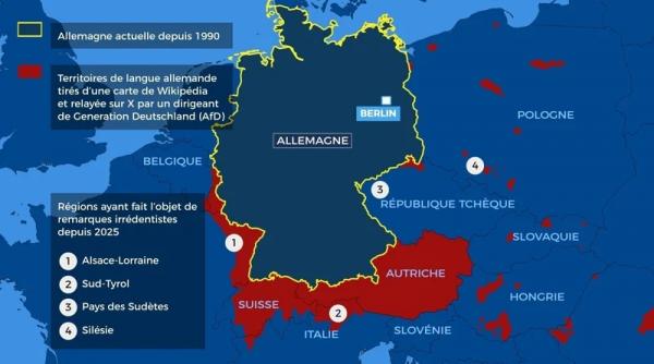 O hartă a „Germaniei mari”, publicată de un membru AfD, a stârnit îngrijorare. 8 ţări au motive să întrebe ce e cu ea