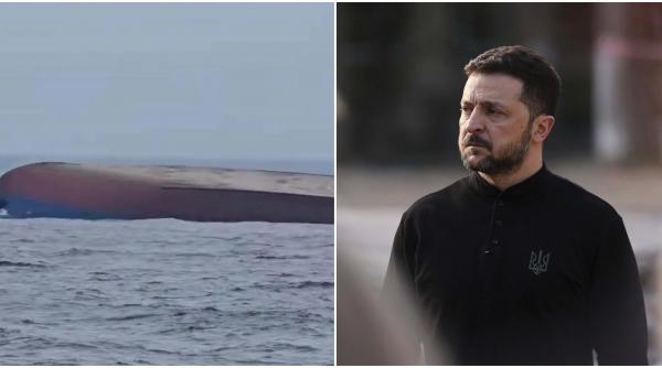 Zelenski confirmă că la bordul navei lovite de dronă în Marea Neagră se aflau ucraineni: „Mulțumesc serviciilor române de salvare”