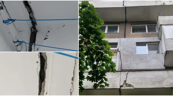 panica intr un bloc cu risc seismic din bucuresti o crapatura se intinde de la etajul 5 pana la etajul 8 locatarii au fost evacuati
