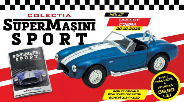 colectia supermasini sport aduce in ultimul sau numar un model simbol shelby cobra macheta si revista de joi la chioscuri