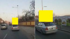 VIDEO. Ideea nebunească a unui șofer din București. Ce a pus pe plafonul mașinii: 