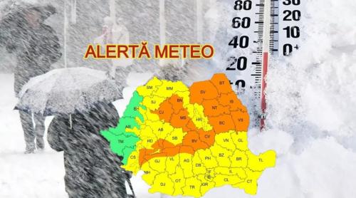 Cod portocaliu de viscol și ninsori în România. ANM a actualizat harta zonelor afectate până luni de vremea severă