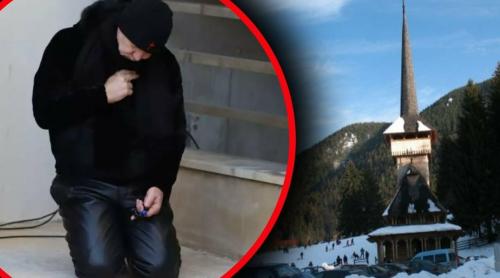 La ora 00:00, Gigi Becali a întâmpinat Noul An în genunchi, la bisericuța din Poiana Brașov
