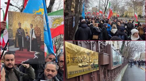 Protest la Ambasada Iranului din București! Iranienii din România, solidari cu populația iraniană asuprită: Noi suntem alături de Reza Pahlavi moștenitor al coroanei Iranului FOTO și VIDEO