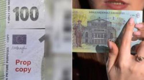 Banii de recuzită, tot mai asemănători cu cei reali. La bancnota de 100 de lei diferenţele pot fi insesizabile
