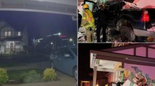 Momentul când o camionetă zboară peste 30 de metri și se oprește direct într o casă în SUA: "A fost o nebunie"