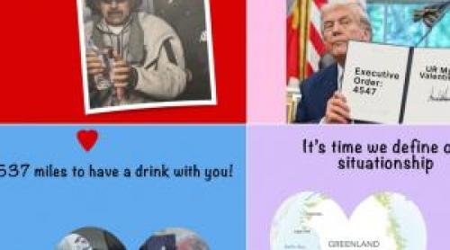 Ziua Îndrăgostiților, reinterpretată politic de Casa Albă: felicitări ironice cu Trump, Maduro și Groenlanda