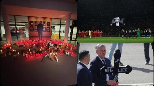 Priveghiul lui Mircea Lucescu la Arena Națională. Răzvan Lucescu, de dimineață pe stadion. Ilie Bolojan, prezent și el. Momente de reculegere pe stadioane din Europa FOTO și VIDEO