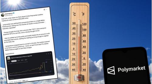 Schema incredibilă prin care a măsluit un pariu pe meteo! A câștigat 34.000 de dolari pe Polymarket după ce a încălzit termometrul staţiei meteorologice