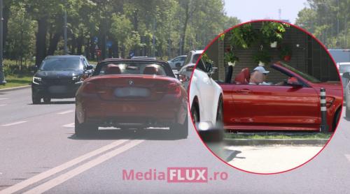 PAPARAZZI Ștefan Bănică Junior taie linia continuă cu BMV ul decapotabil prin oraș! Bolidul roșu sare n ochi FOTO