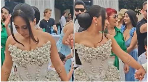 Ce rochie de mireasa extravagantă a purtat nora lui Florin Salam. Cum arată ținuta în partea de jos. Imagini de la nuntă