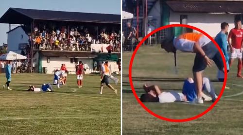 Scene revoltătoare în fotbalul românesc. Team managerul a sărit să bată un fotbalist de la propria echipă imediat după fluierul final al meciului de baraj. Video