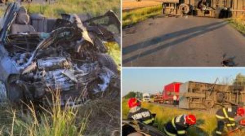 Sfârşit de coşmar pentru doi soţi din Brăila. Au murit striviţi sub remorca unui TIR care s a desprins