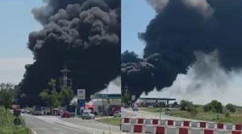 Accident urmat de incendiu în Constanța. O cisternă a luat foc | VIDEO