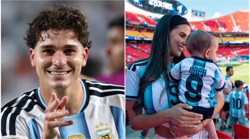 Fiul de doar 7 luni al lui Julian Alvarez, cel mai mare susținător al Argentinei în semifinala cu Anglia. Imagini emoționante