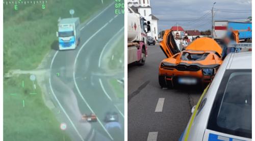 Lamborghini filmat din elicopter efectuând trei depășiri pe linia continuă. Pedeapsa primită de șofer