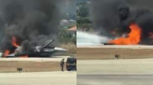 Momente de groază pe pistă! Un avion s a prăbușit în timpul aterizării și a luat foc | VIDEO