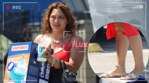 PAPARAZZI Cristina Guță, la cumpărături! Soția lui Nicolae Guță a ieșit din casă cu tot aurul pe ea pentru un mop FOTO și VIDEO