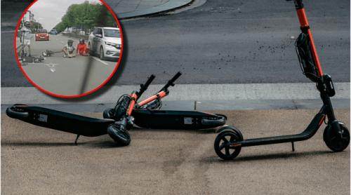 Val de reacții după imaginile șocante din Craiova, în care doi tineri cad de pe trotinetele electrice. „Ce reflex sa aibă omul ăla! Jos pălăria”