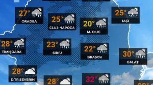 Vremea de mâine 8 iulie. Furtuni puternice și grindină în România. Temperaturile scad până la 20 de grade