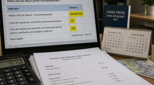 100.000 de euro este plafonul micro în 2026. Cum se verifică eligibilitatea și când firma trece la cota de 16%