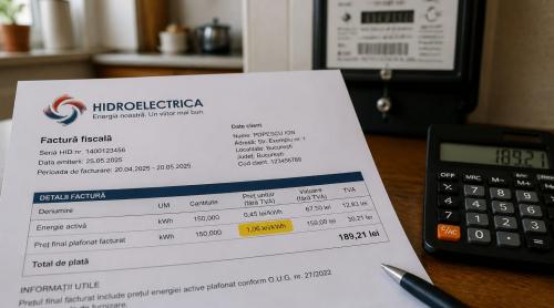 Factura Hidroelectrica scade la 1,06 lei/kWh în august 2026