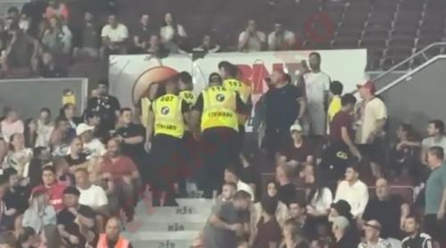 Incidente în tribune la CFR Cluj – FCSB! Doi fani evacuați după ce au sărit la rivali. Video