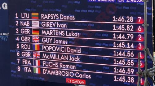 LIVE /  David Popovici, semifinale 200 m liber, LIVE la CE de natație Paris 2026. David Popovici s a calificat în finală cu locul 1 în serie!
