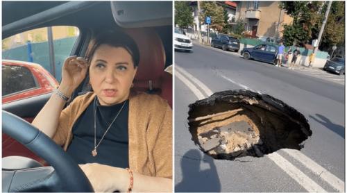 Momente de panică pentru Carmen Șerban. Mașina vedetei a căzut în craterul din zona Eroilor: „M am speriat foarte tare”