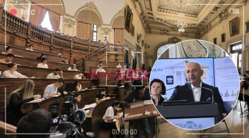 Examen de Disertație la Facultatea de Medicină din București. Prof. univ. dr. Cătălin Cîrstoiu, decanul Facultății: Nu putem pregăti medicii de mâine numai cu răspunsurile medicinei de ieri | Foto și Video
