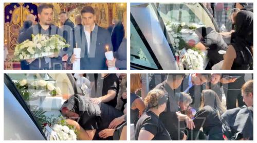 FOTO Durere de nedescris pentru mama Mădălinei Apostol, prăbușită peste sicriul fiicei sale. Trupul ei a fost scos din biserică în compania unei serenade de mariachi