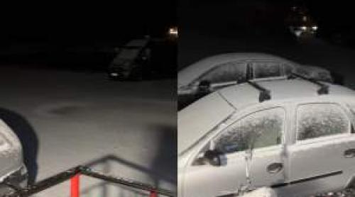 Locul din România unde a nins seara trecută. Imagini cu stratul de zăpadă | FOTO