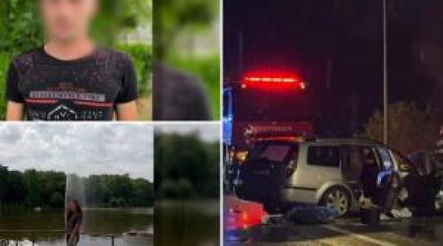 Filmul accidentului din Vâlcea. Impactul i a aruncat pe doi tineri din mașină: "Am văzut o întinsă aici"