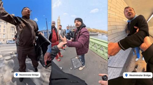 „Mergi la muncă!”. Reacțiile virale ale escrocilor prinși cu „alba neagra” în Londra când un justițiar i a marcat cu vopsea roșie