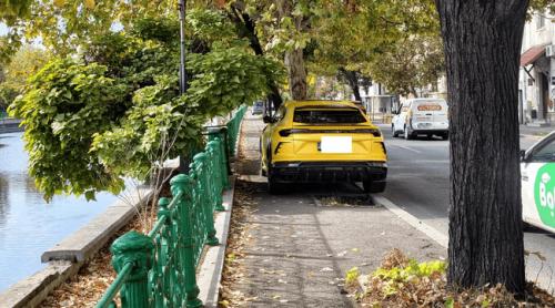 „Scumpă parcarea de 5 lei când ai mașină de 300.000 de euro!” Reacțiile românilor la un Lamborghini lăsat pe trotuar în București