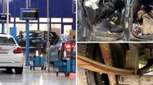 Un şofer şi a înlocuit suspensiile maşinii cu o buturugă, dar a fost prins la RAR. "Premieră şi pentru mine"