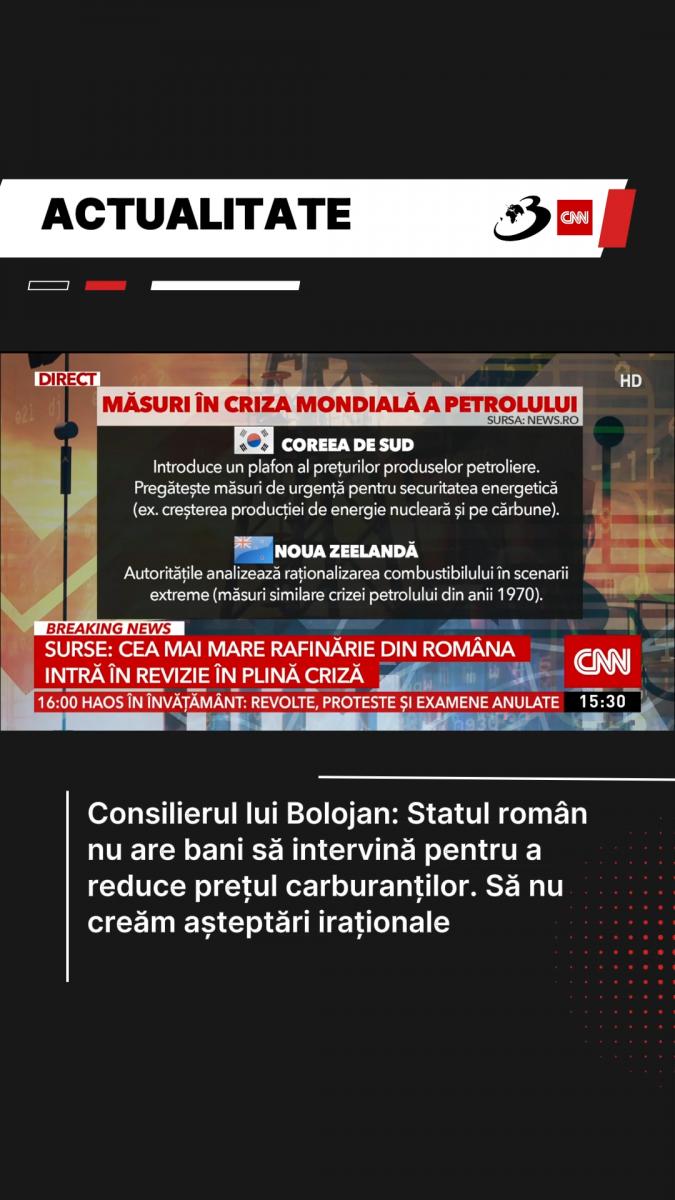 Consilierul lui Bolojan: Statul român nu are bani să intervină pentru a reduce prețul carburanților. Să nu creăm așteptări iraționale